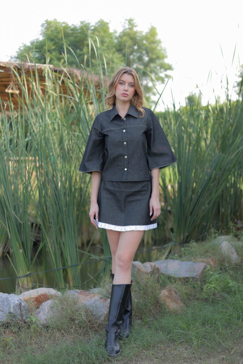 Elara Denim Ruffle bell Skirt - Image 2