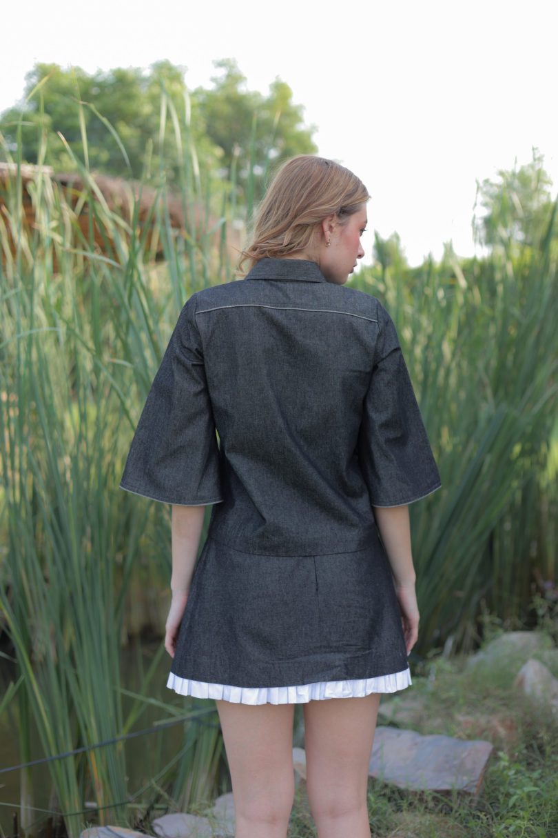 Elara Denim Ruffle bell Skirt - Image 3