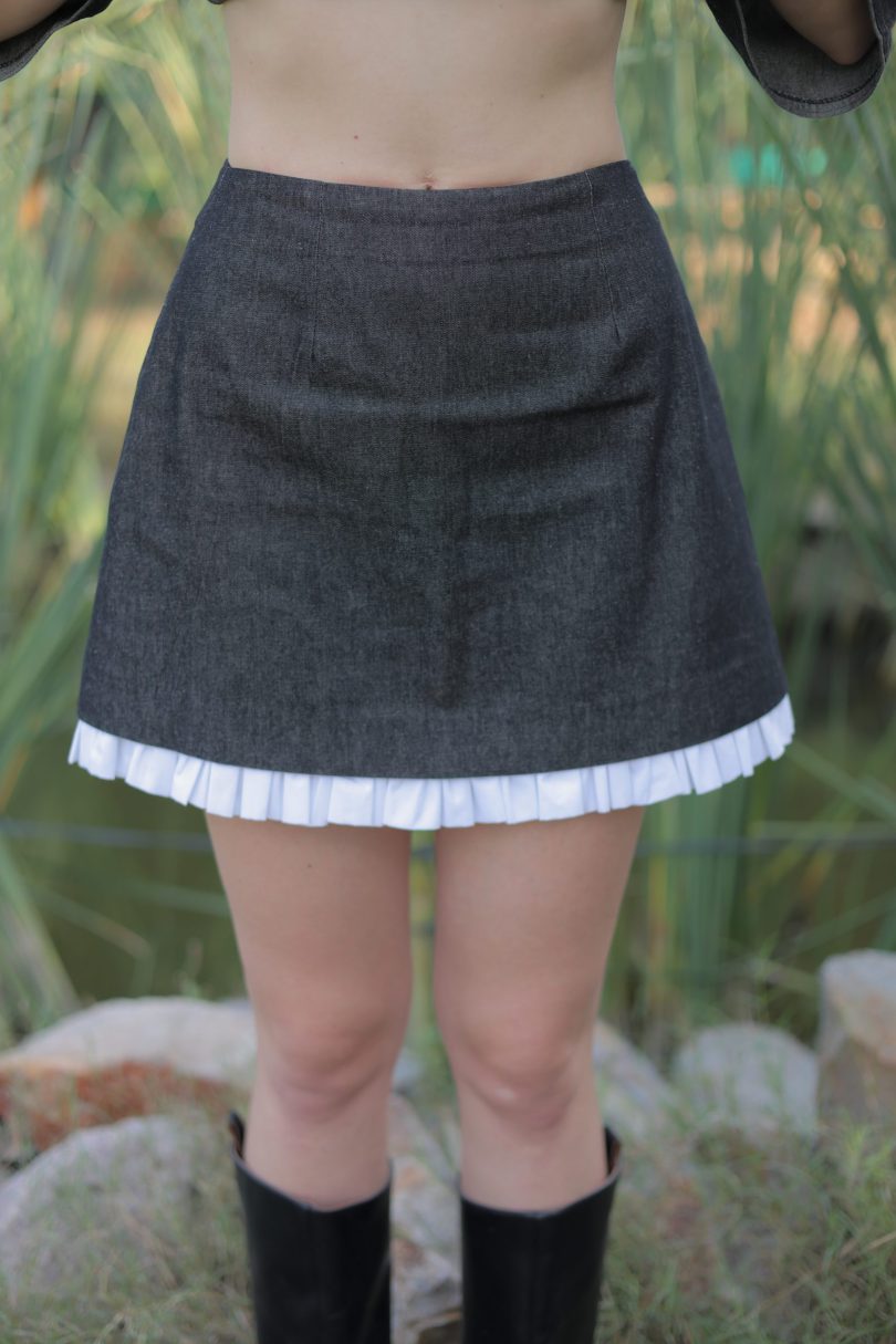 Elara Denim Ruffle bell Skirt - Image 4