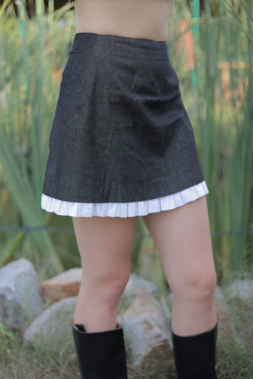 Elara Denim Ruffle bell Skirt
