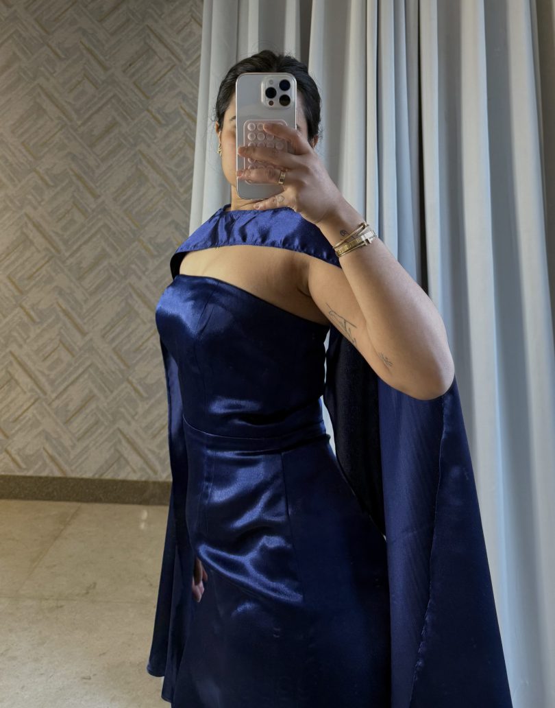 Navy Satin Maxi - Image 7