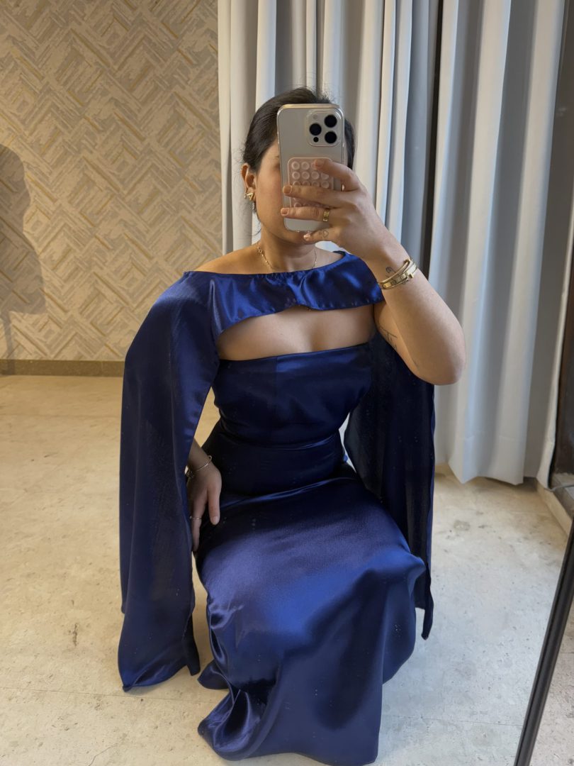 Navy Satin Maxi - Image 4
