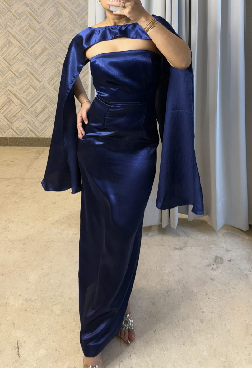 Navy Satin Maxi - Image 3