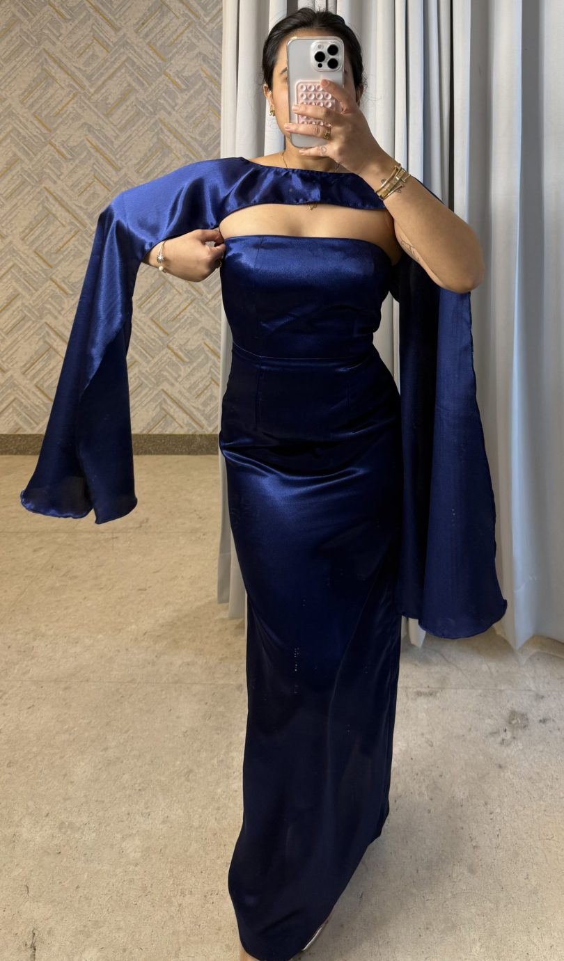 Navy Satin Maxi