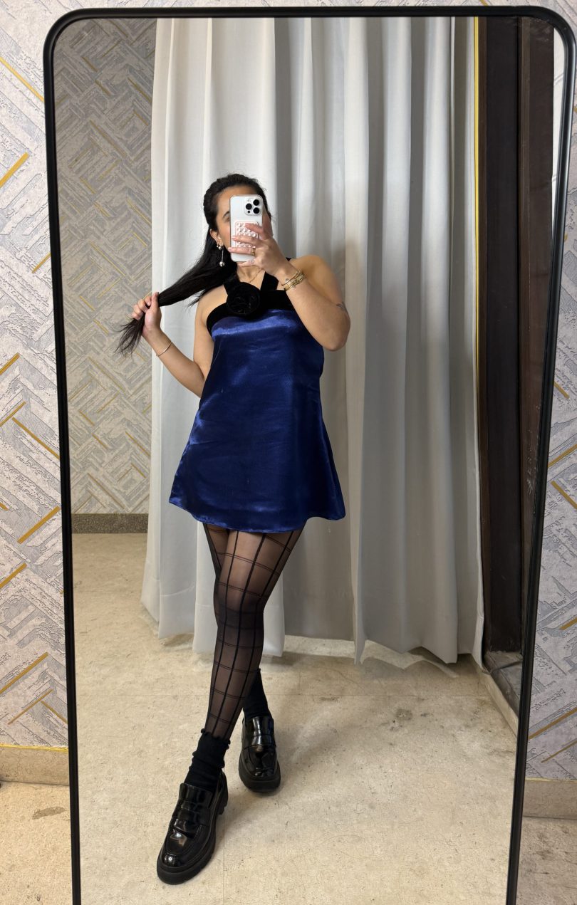 Midnight Bloom Satin Dress - Image 5