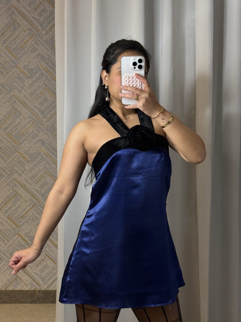 Midnight Bloom Satin Dress - Image 4