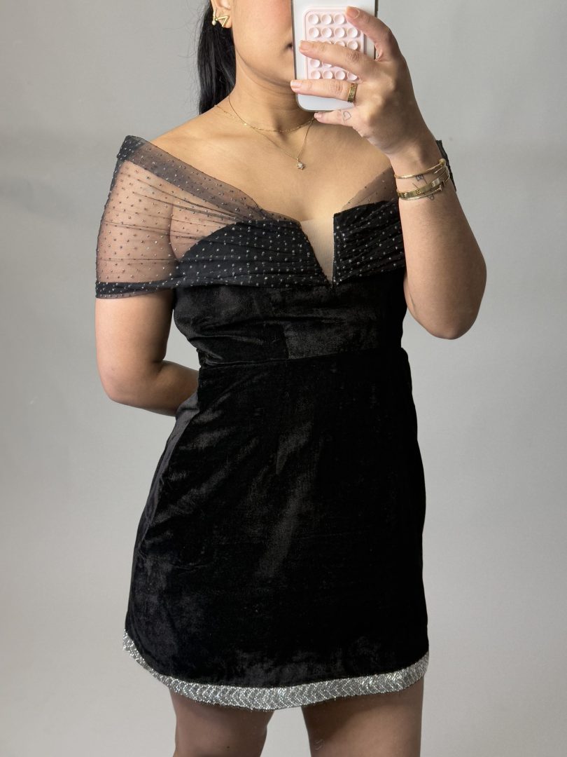 Crystal Mini Velvet Dress