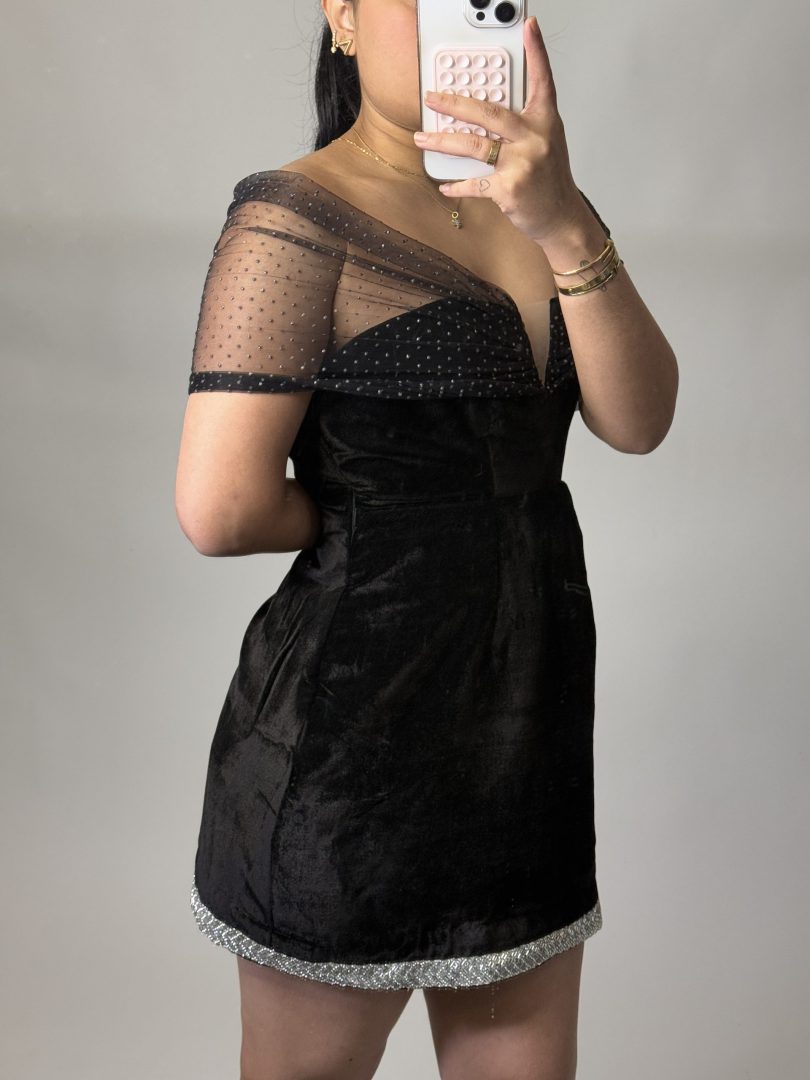 Crystal Mini Velvet Dress - Image 6