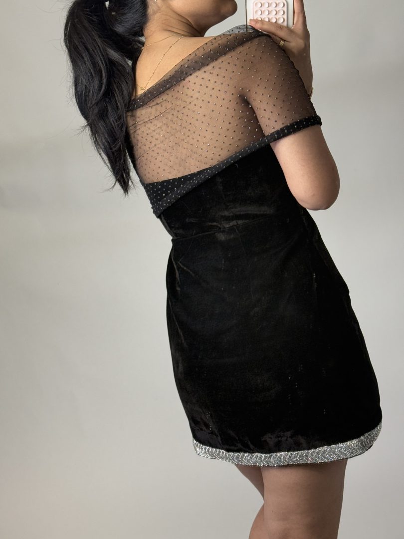 Crystal Mini Velvet Dress - Image 5