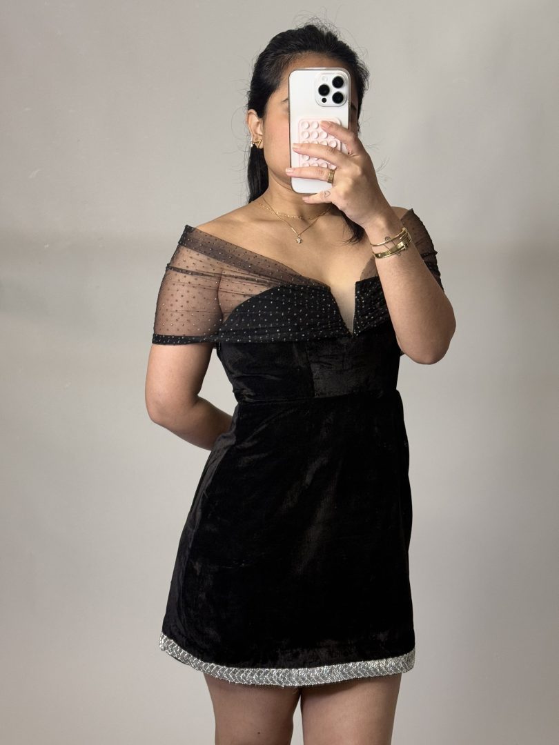 Crystal Mini Velvet Dress - Image 4
