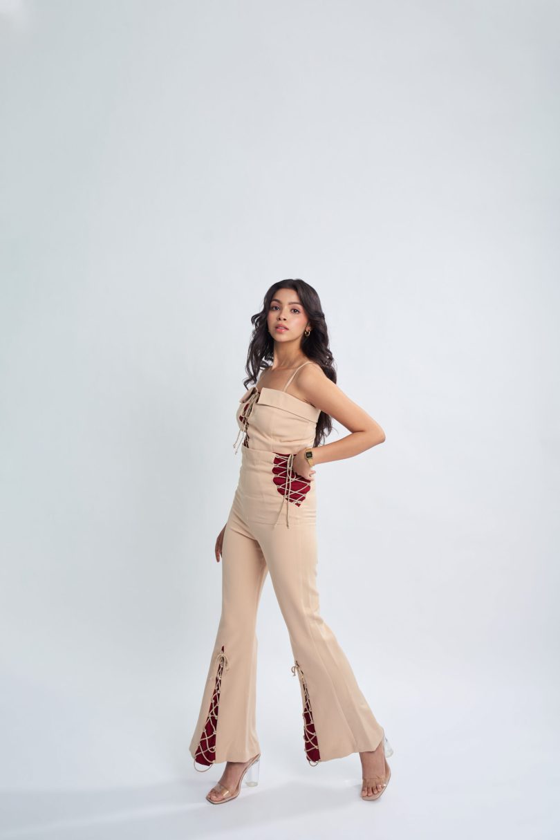 Corset Style Beige Pants