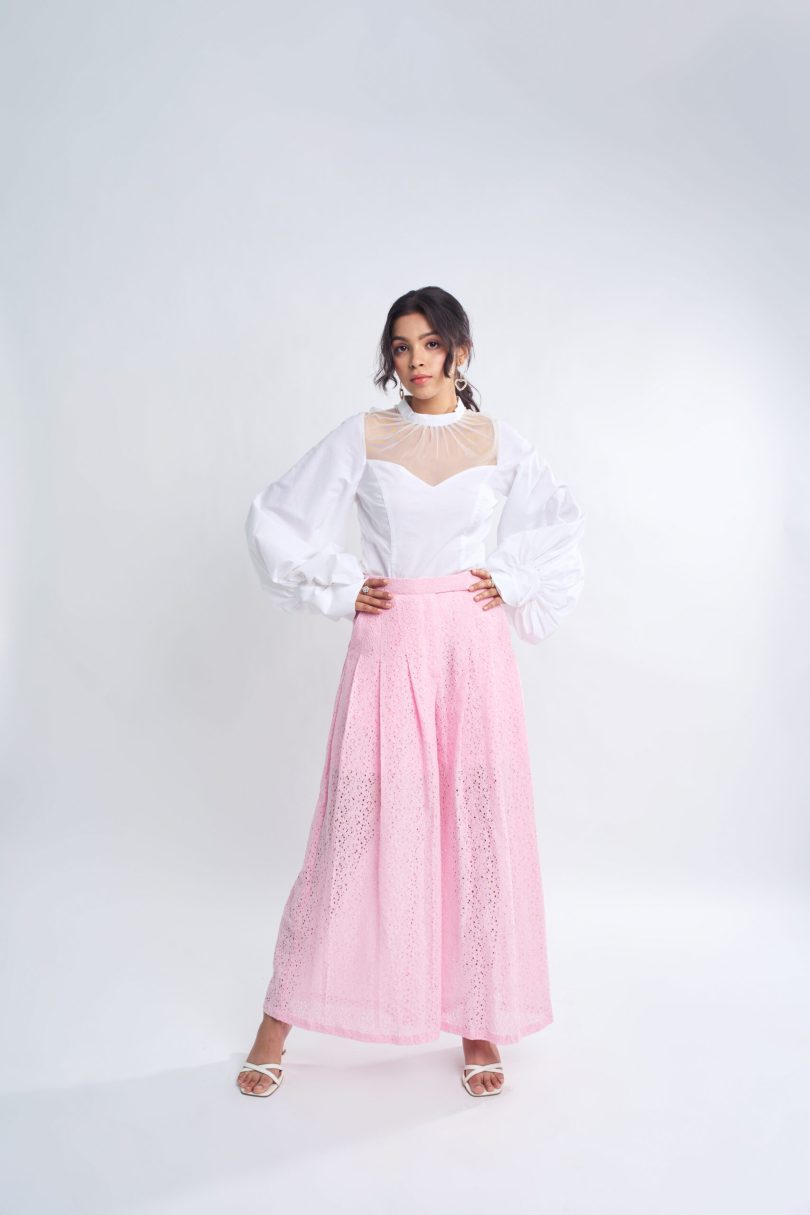 Pink Lace Pleated Pants - Image 4