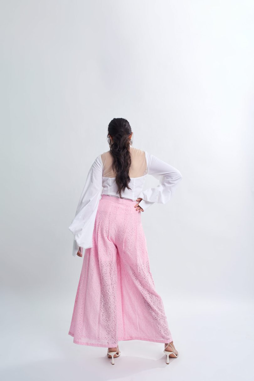 Pink Lace Pleated Pants - Image 3