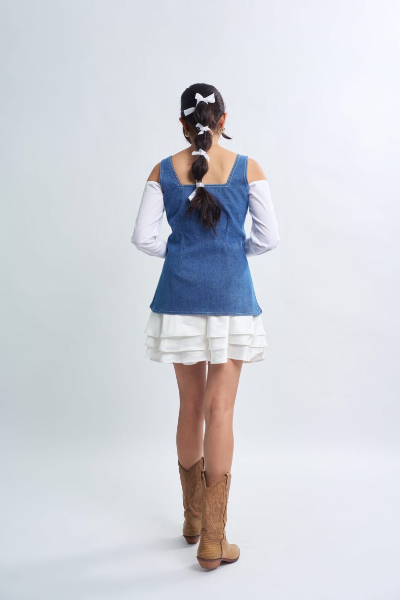 Teal Satin Wrap Skirt - Image 4